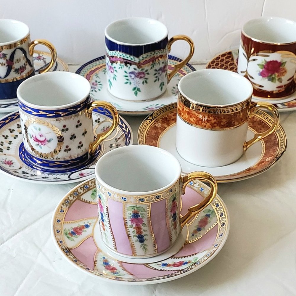 Set of Six DEMI CUPS and Saucers